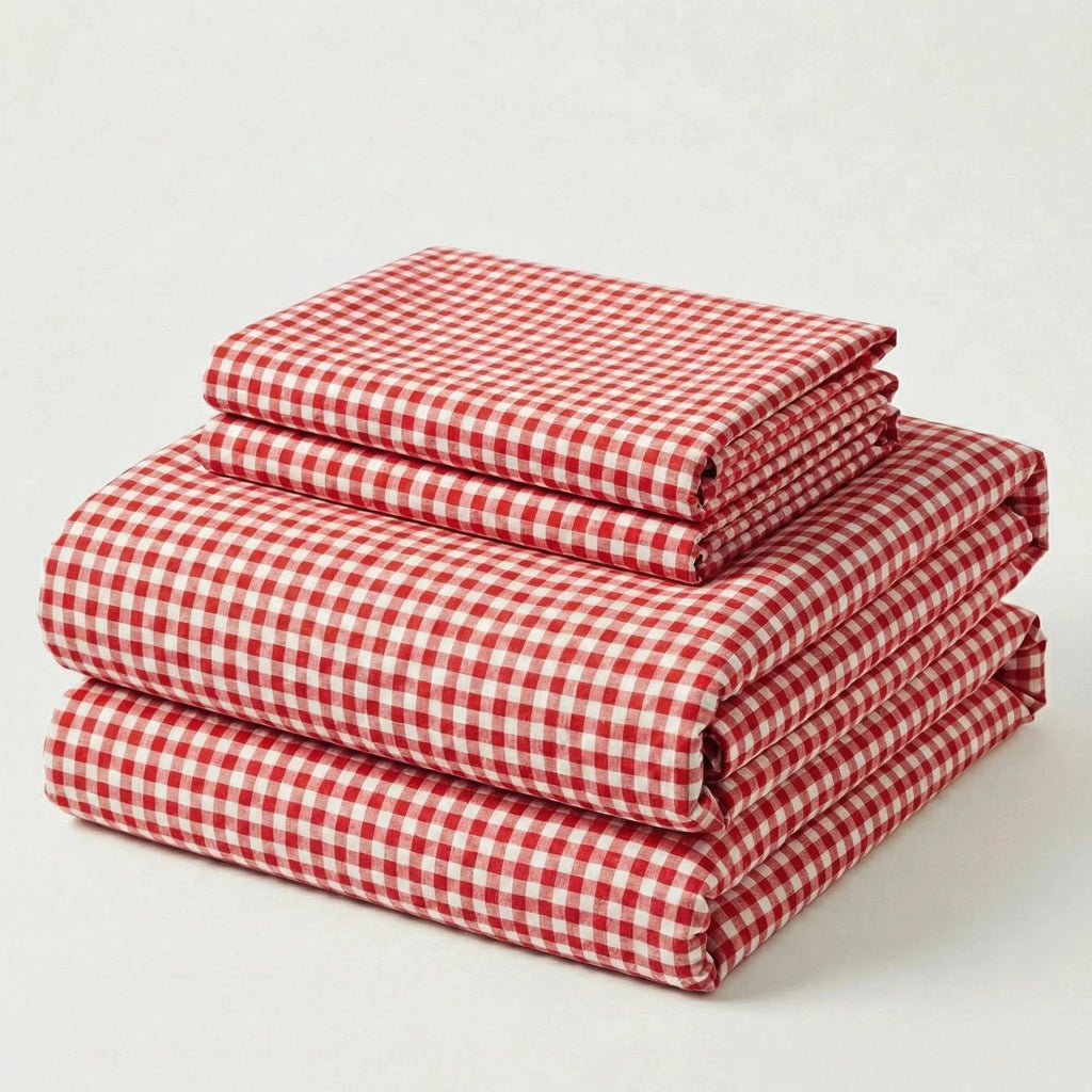 Gingham Bedding Set / Red