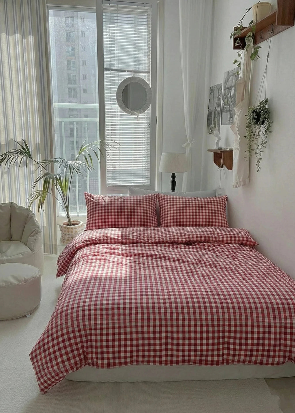 Gingham Bedding Set / Red