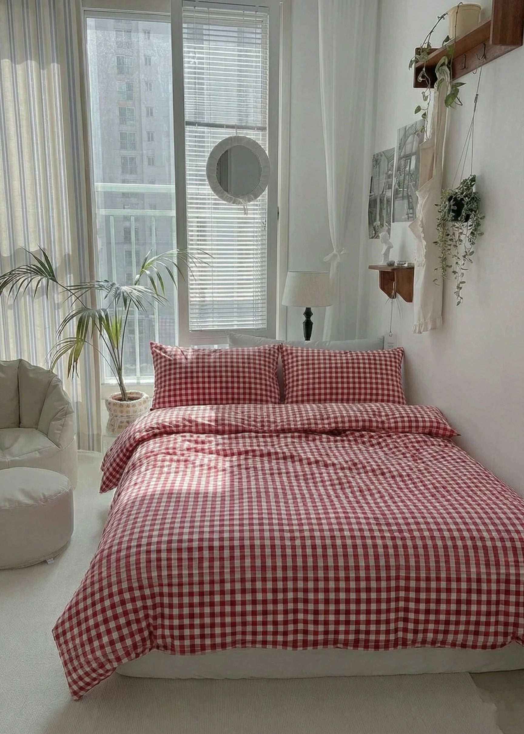 Gingham Bedding Set / Red