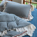 Gingham Floral Ruffle Bedding Set / Blue White