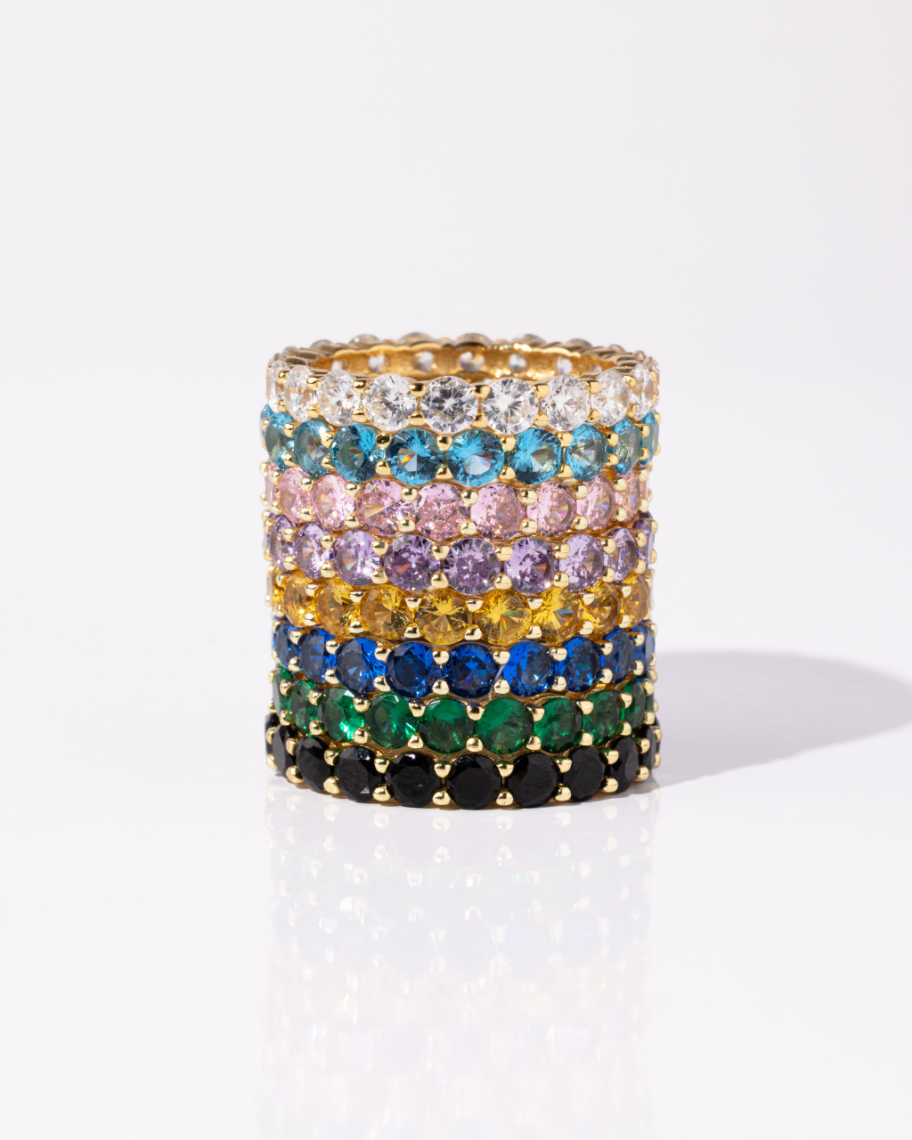 Sterling Silver Gracie Emerald CZ Eternity Ring