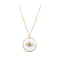 Unwritten Gold Flash-Plated Cubic Zirconia Enamel Evil Eye Coin Pendant Necklace