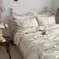 Hannah Vintage Floral Braids Cotton Bedding Set / Beige