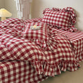 Hattie Gingham Ruffle Bedding Set / Red