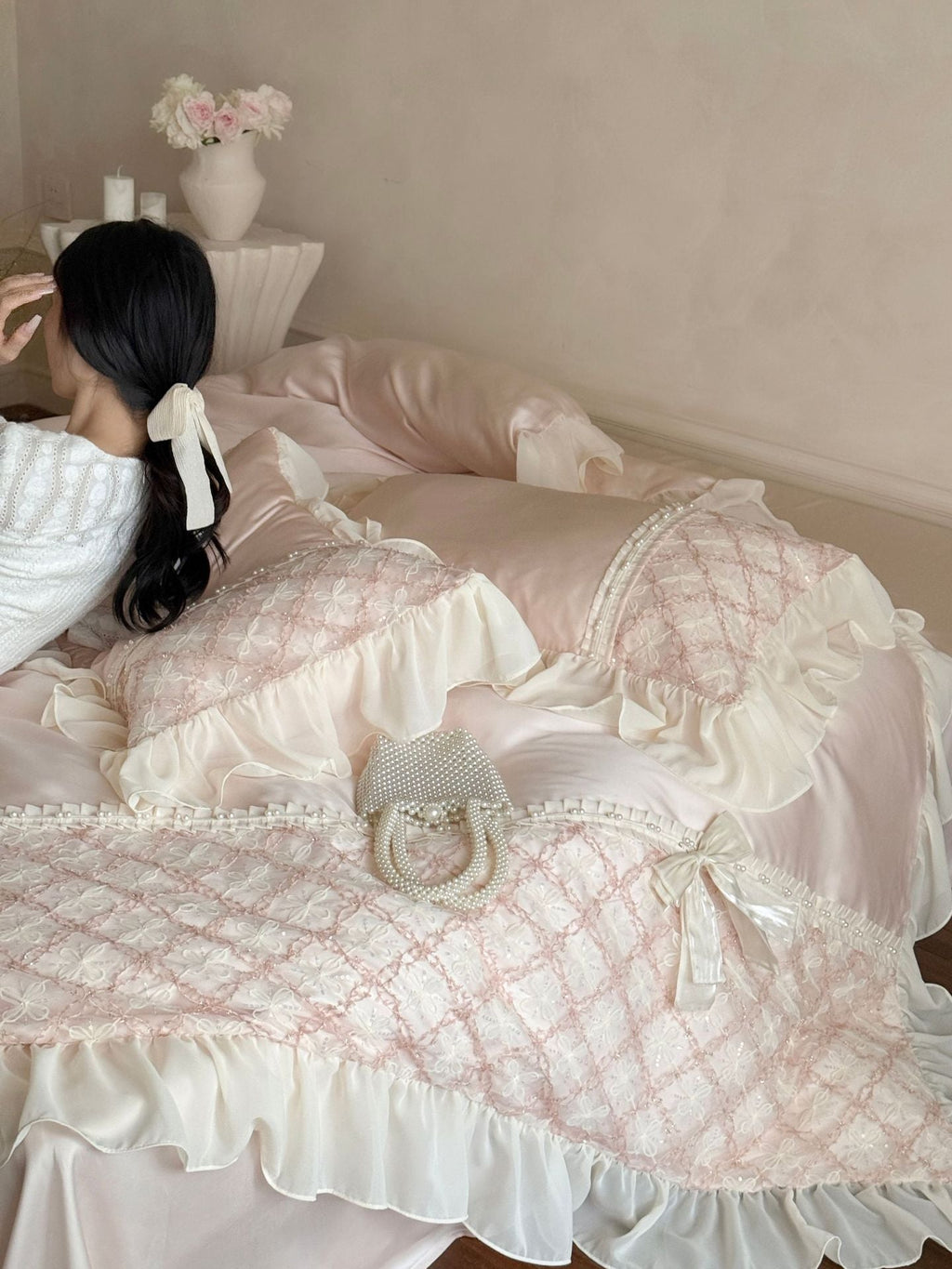Haute Pearl TENCEL™ Bedding Set / White Romance