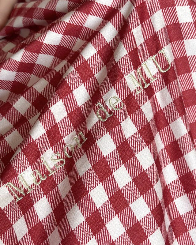 Hazel Vintage Gingham Ruffle Bedding Set / Red
