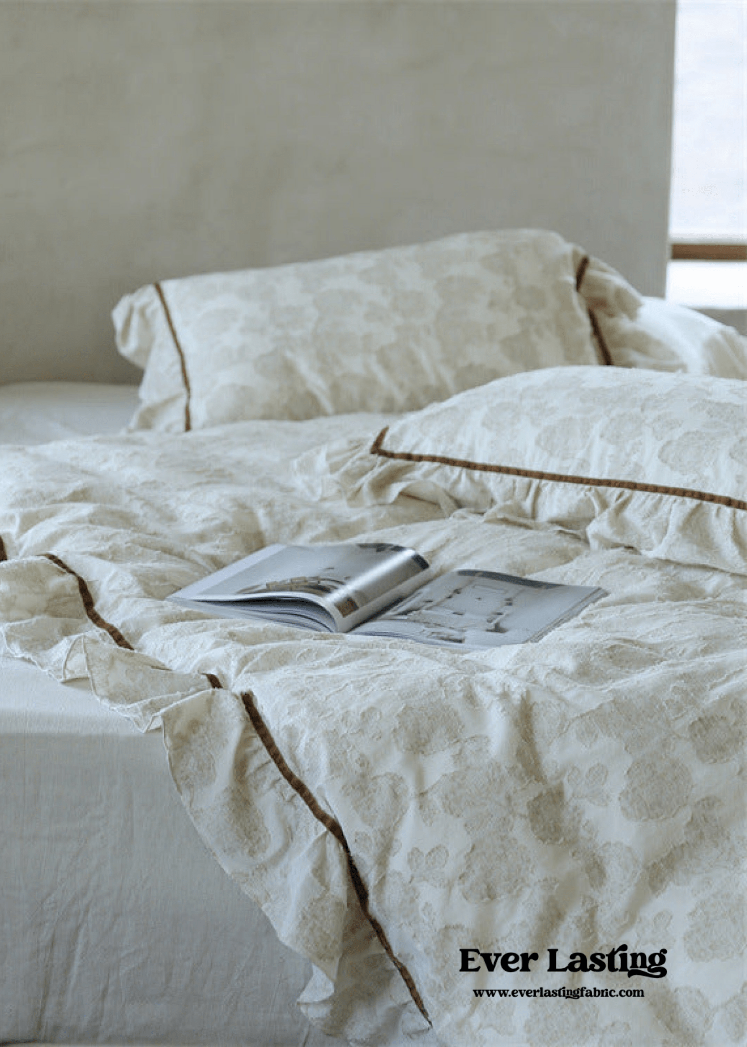 Hidden Garden Linen Cotton Floral Ruffle Bedding Set