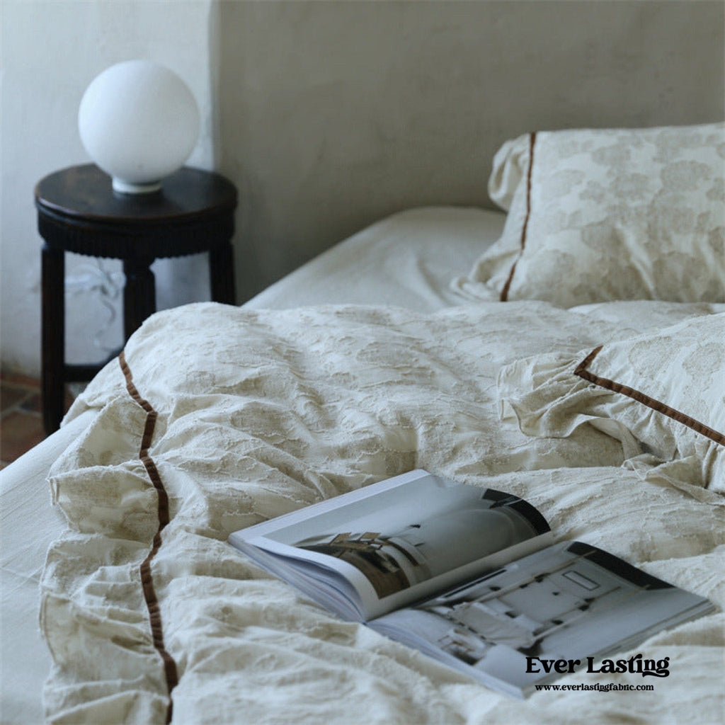 Hidden Garden Linen Cotton Floral Ruffle Bedding Set