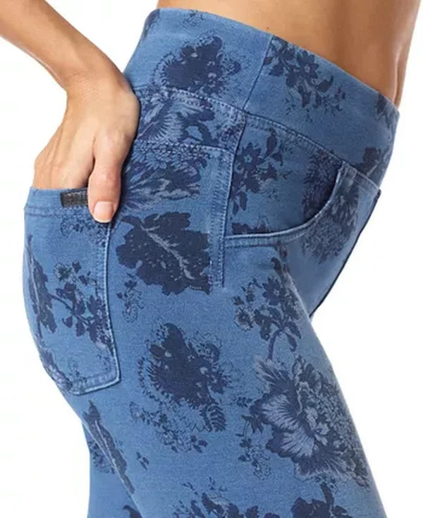 Hue Floral Denim Leggings, Size XS