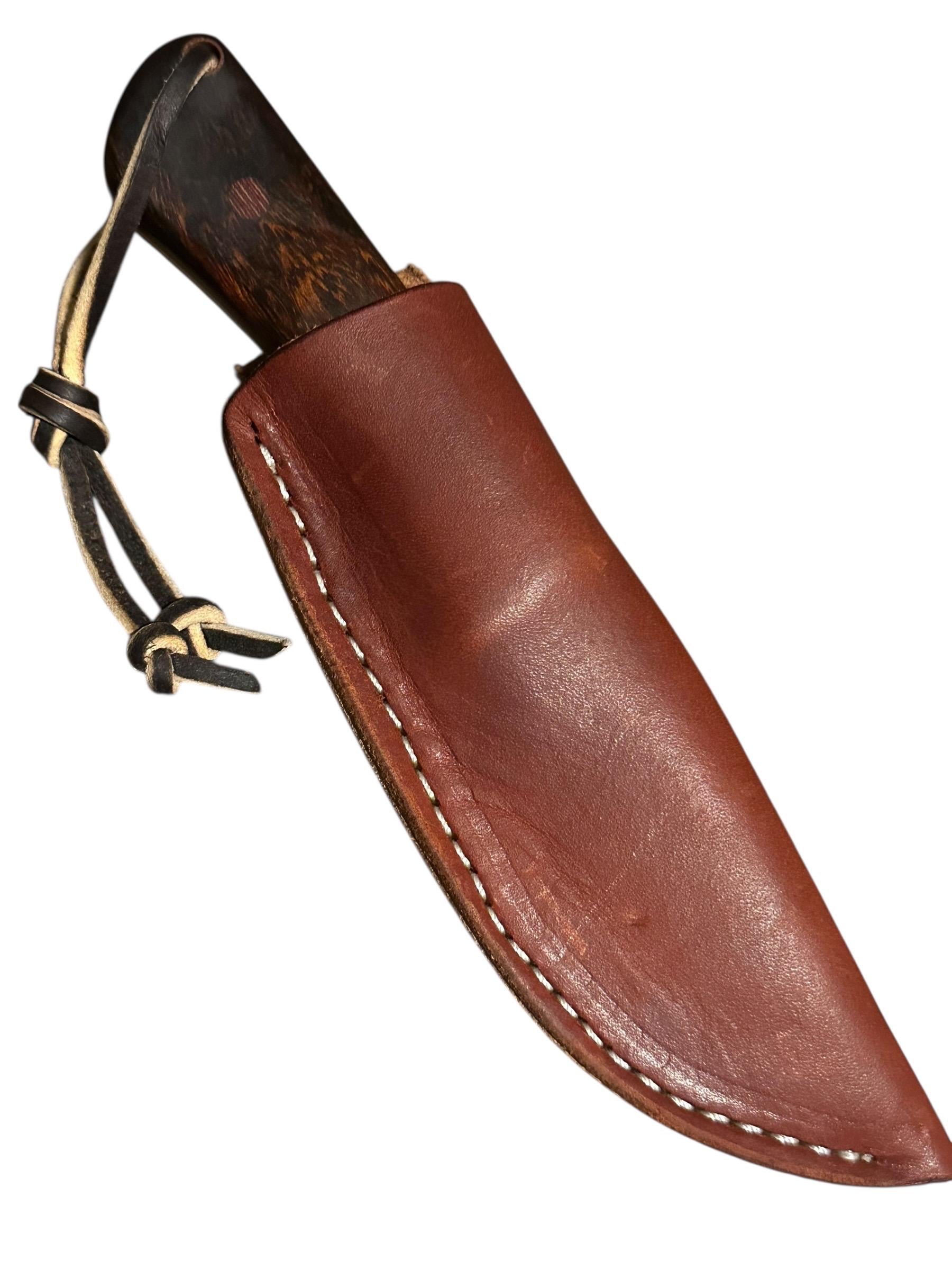 Custom John Tullis Knife 8670 Steel Fixed Blade Ironwood Handle Leather Sheath Texas Made  2025