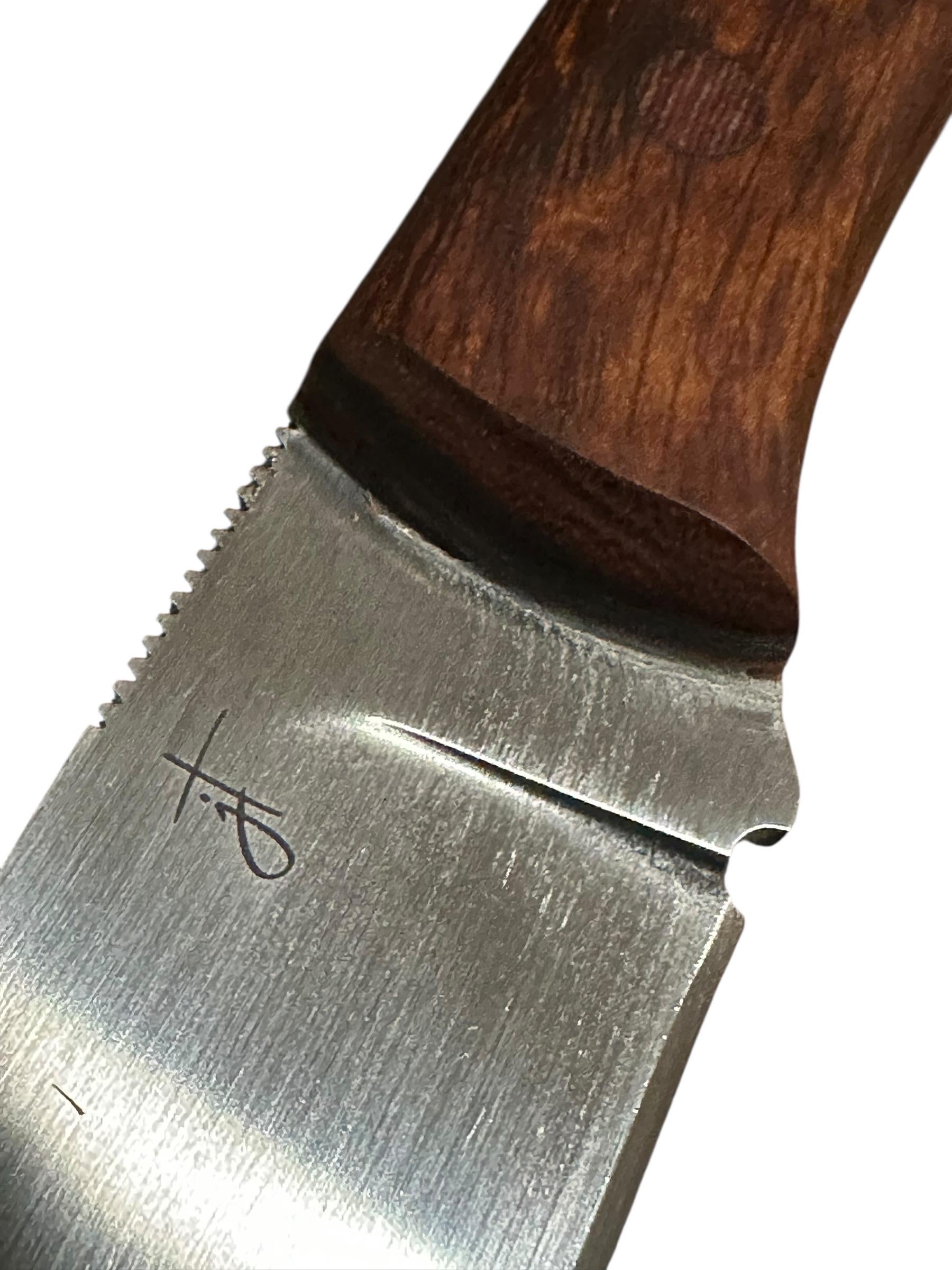 Custom John Tullis Knife 8670 Steel Fixed Blade Ironwood Handle Leather Sheath Texas Made  2025