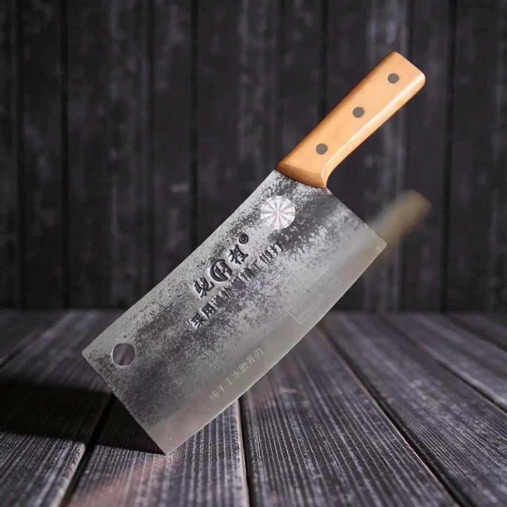 Hand Forged Meat Cleaver Knife | Rustic Chinese Chef Knife | 5Cr15MoV Stainless Steel Butcher Knife | Heavy Kitchen Chopper