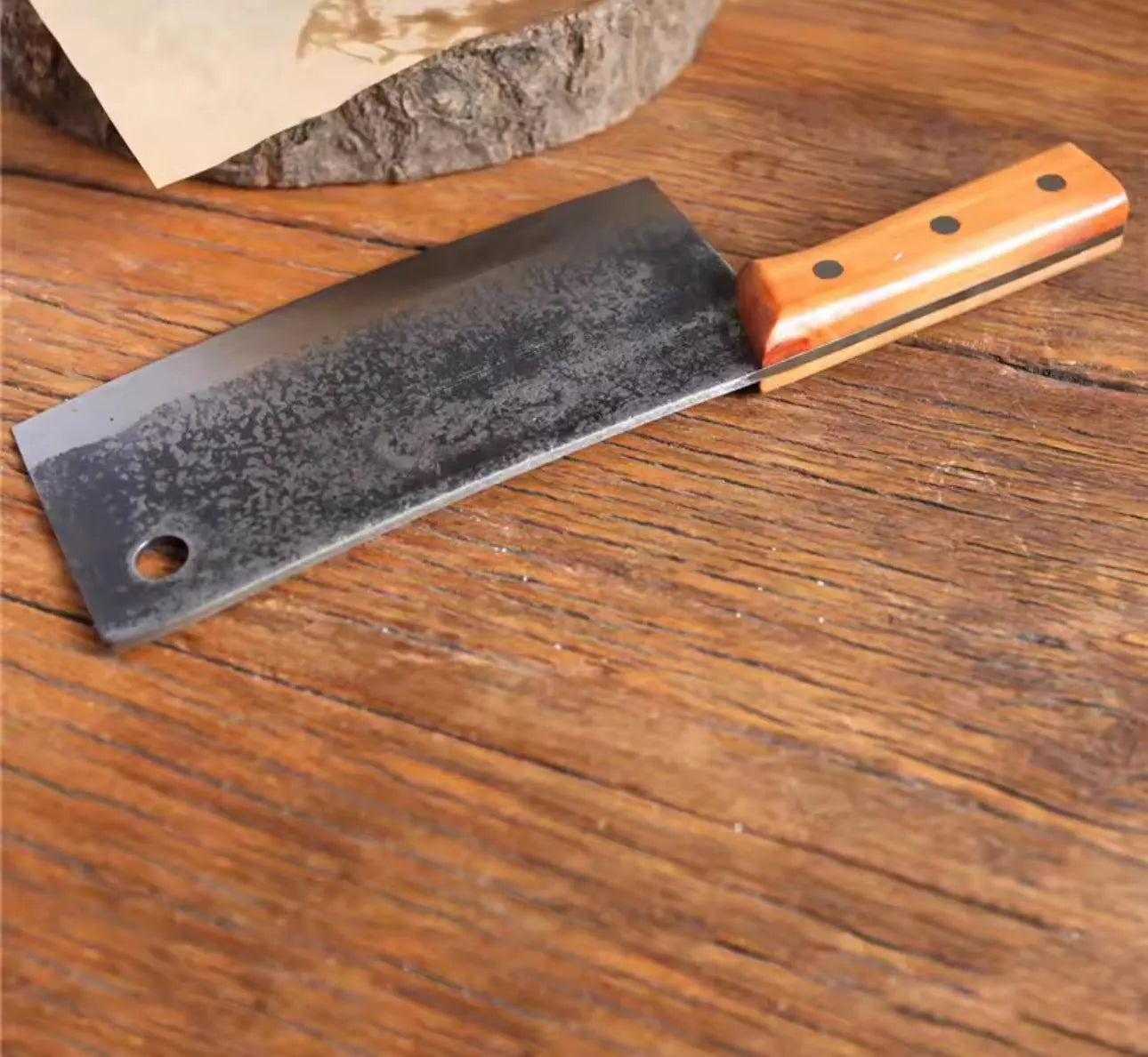 Hand Forged Meat Cleaver Knife | Rustic Chinese Chef Knife | 5Cr15MoV Stainless Steel Butcher Knife | Heavy Kitchen Chopper