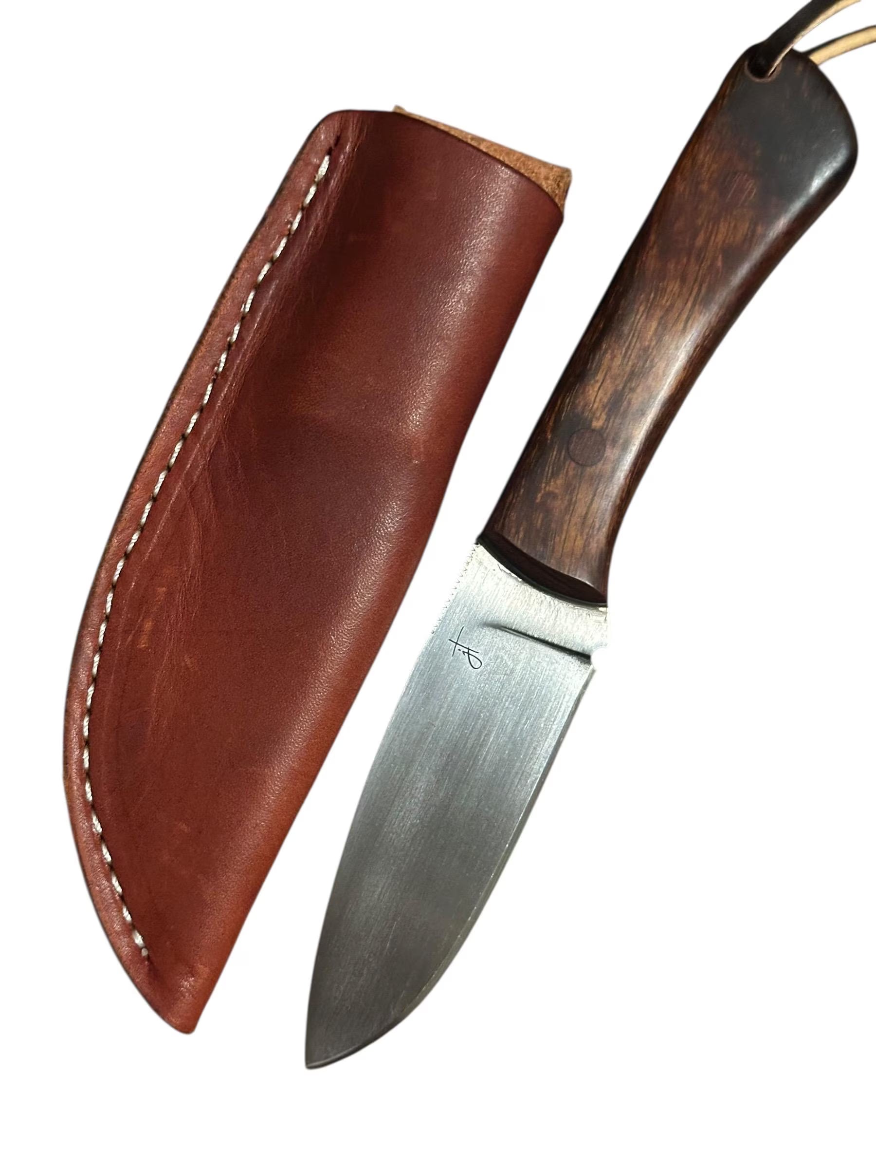 Custom John Tullis Knife 8670 Steel Fixed Blade Ironwood Handle Leather Sheath Texas Made  2025