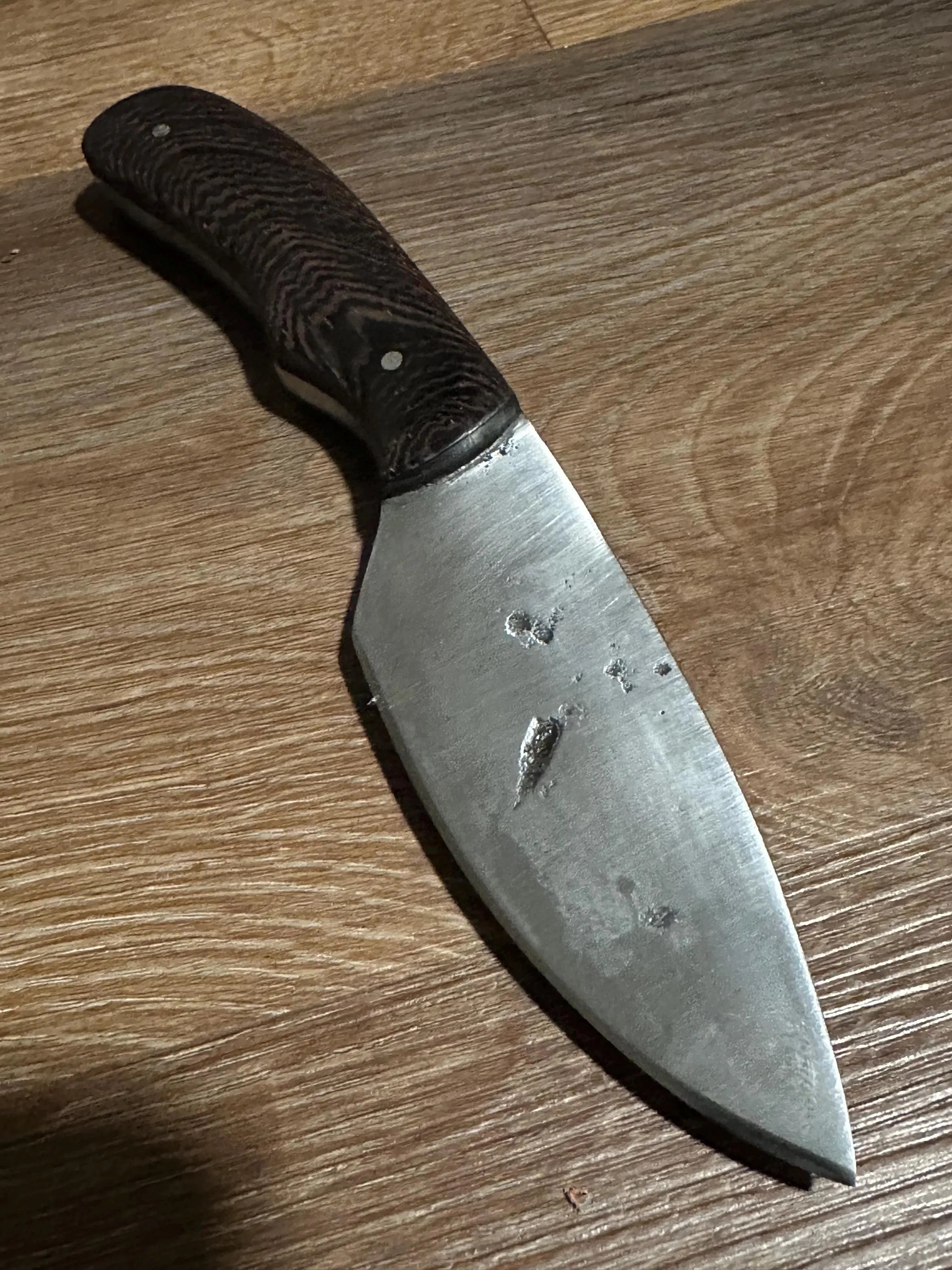 Hand Forged 5160 Carbon Steel Fixed Blade Knife Wenge Handle Handmade Leather Sheath RockinEDC Texas