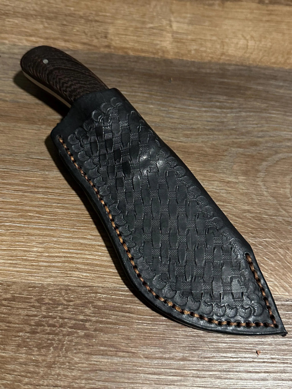 Hand Forged 5160 Carbon Steel Fixed Blade Knife Wenge Handle Handmade Leather Sheath RockinEDC Texas