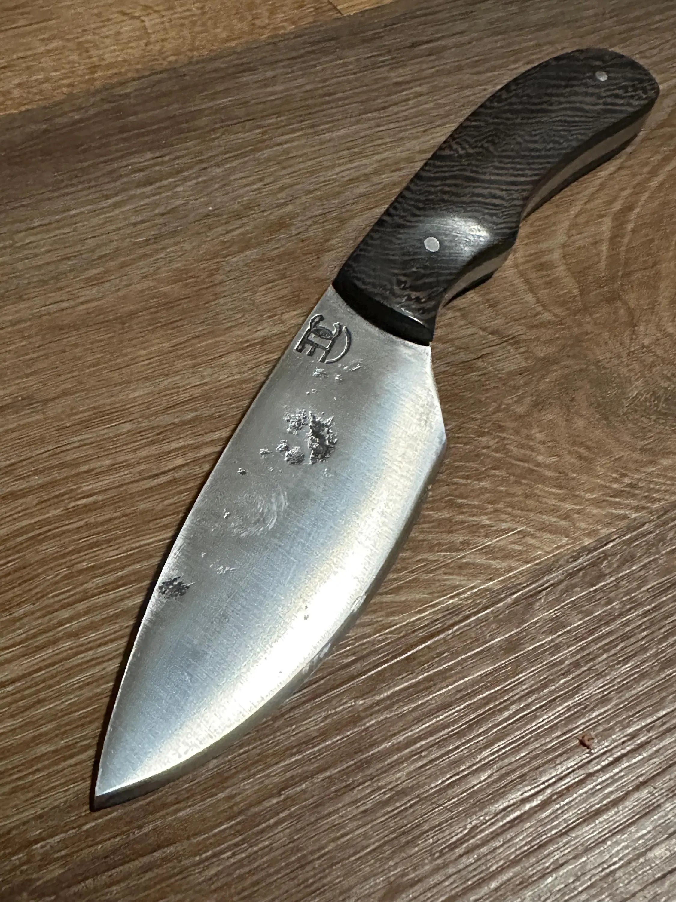 Hand Forged 5160 Carbon Steel Fixed Blade Knife Wenge Handle Handmade Leather Sheath RockinEDC Texas