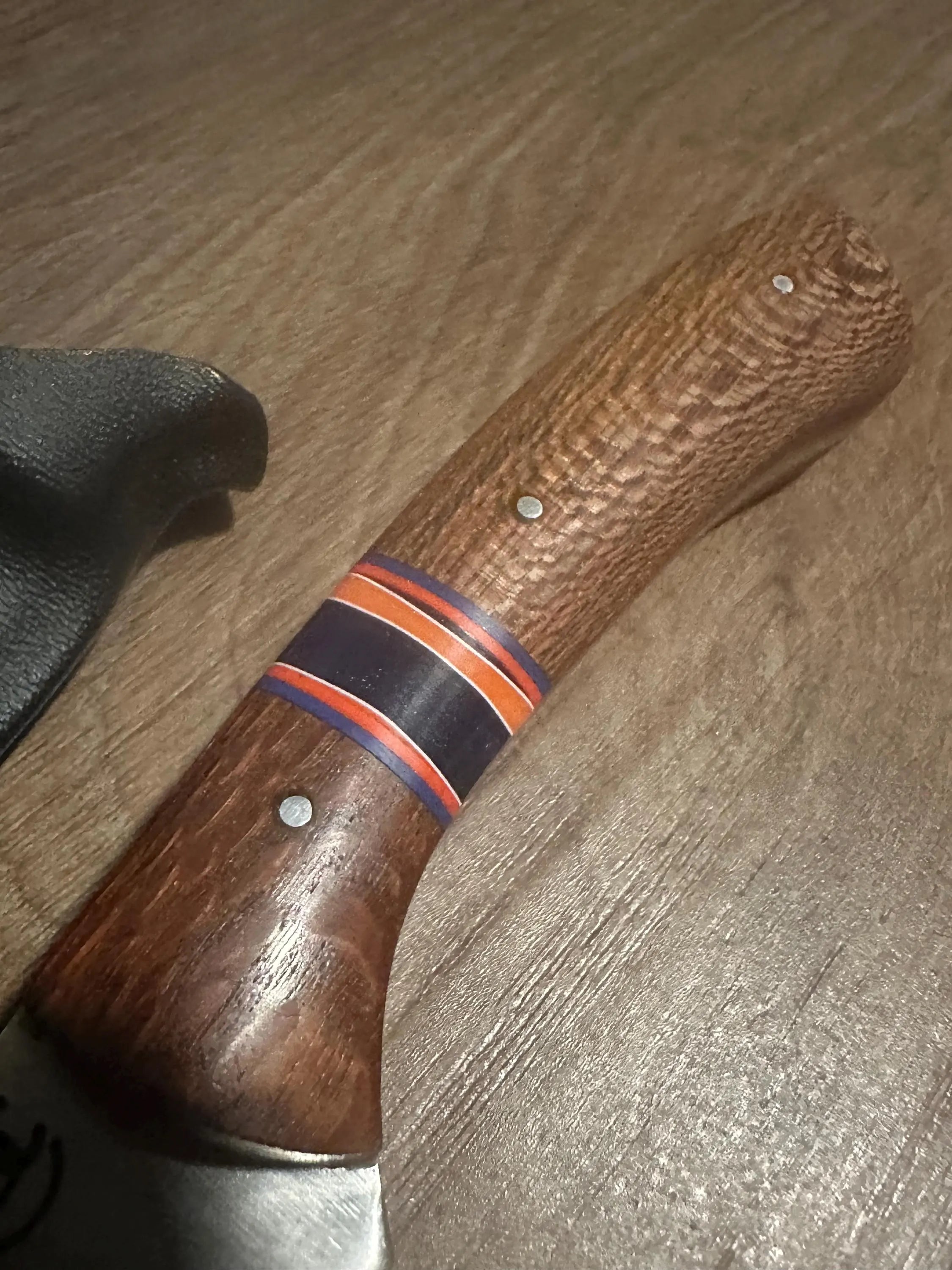 Handmade Fixed Blade EDC Knife 8” Overall, 3.5” Blade Custom Wood Black Kydex Sheath RockinEDC Leapordwood & Rosewood