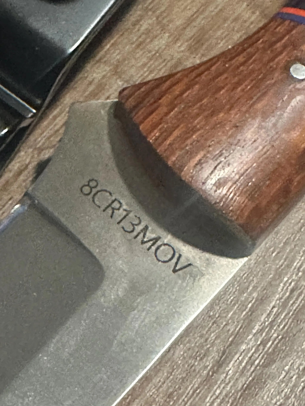 Handmade Fixed Blade EDC Knife 8” Overall, 3.5” Blade Custom Wood Black Kydex Sheath RockinEDC Leapordwood & Rosewood