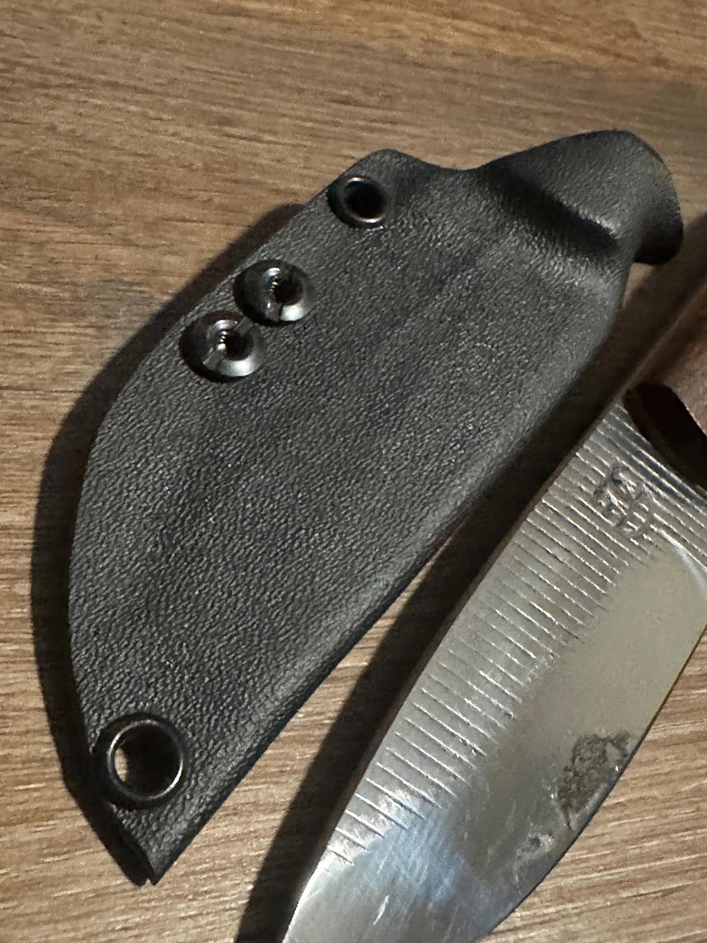 RockinEDC Jinete Farrier Rasp Knife – Cocobolo & Rosewood Handle with Yellow G10 Spacers – Custom Fixed Blade with Kydex Sheath – Made in Texas