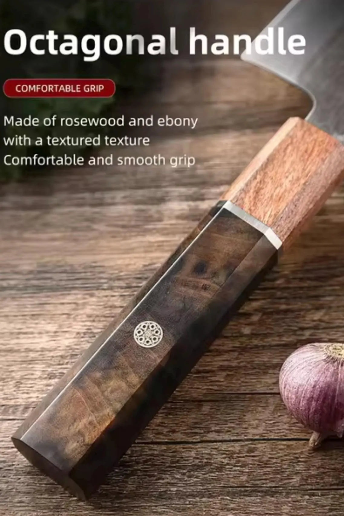 Japanese Style 7” Santoku Chef   5Cr15 Stainless Steel – FREE Laser Engraving – Personalized Kitchen Knife