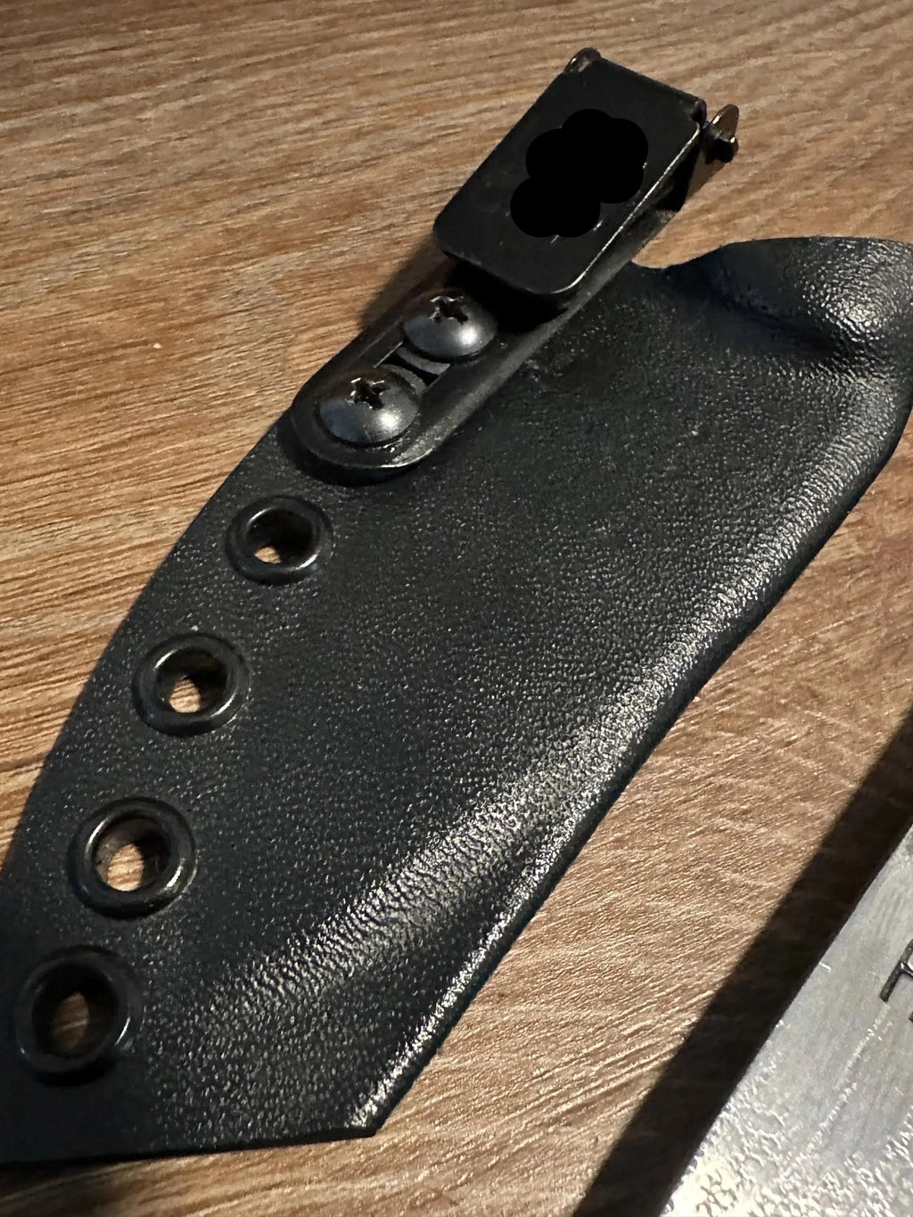 RockinEDC Jinete 7” 1095 Carbon Steel Knife with Computer Chip Handle Custom Engraved Fixed Blade Black Kydex Sheath Texas Made