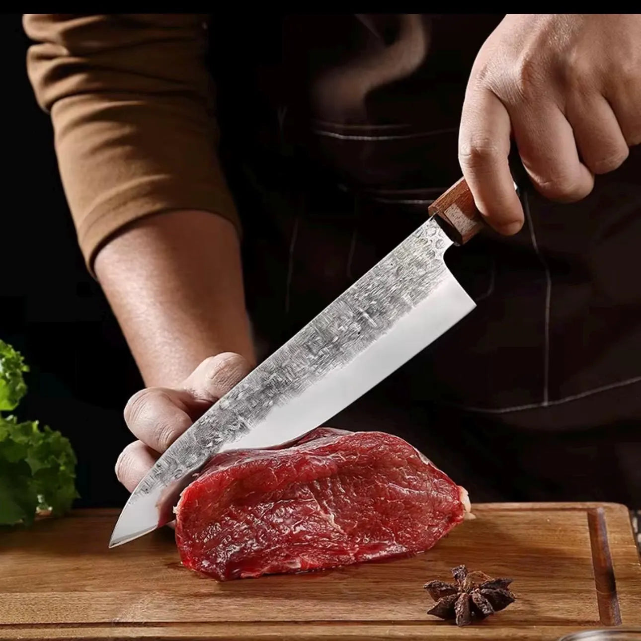 Japanese Style 7” Santoku Chef   5Cr15 Stainless Steel – FREE Laser Engraving – Personalized Kitchen Knife