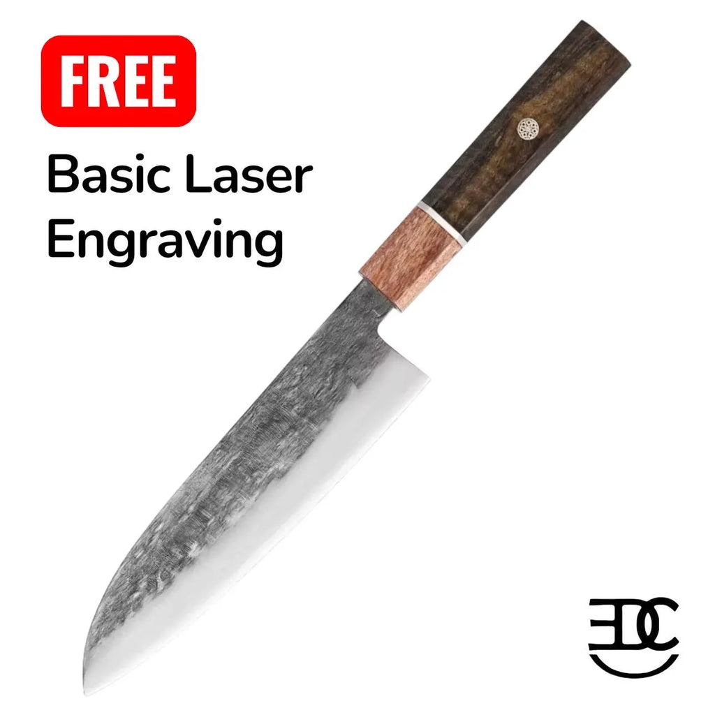 Japanese Style 7” Santoku Chef   5Cr15 Stainless Steel – FREE Laser Engraving – Personalized Kitchen Knife