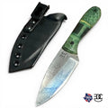 RockinEDC Jinete 7” 1095 Carbon Steel Knife with Computer Chip Handle Custom Engraved Fixed Blade Black Kydex Sheath Texas Made