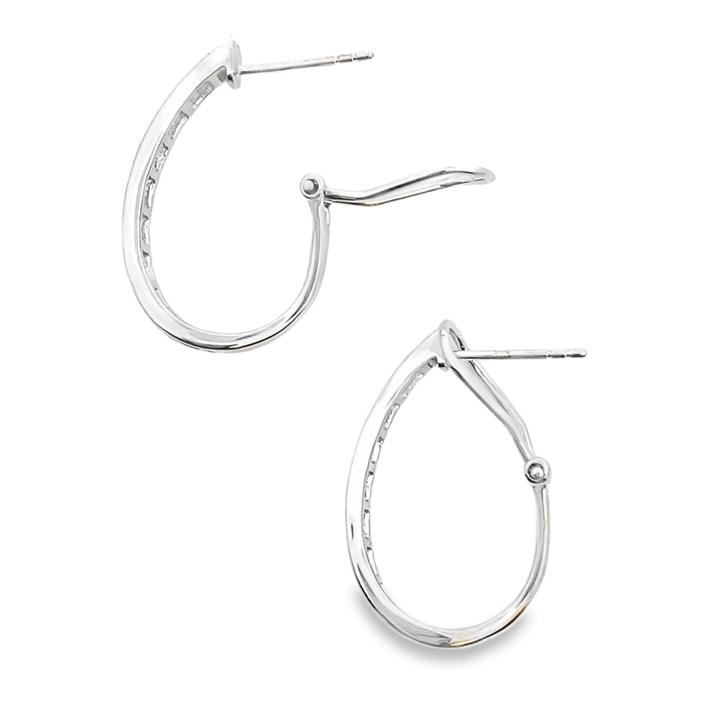 1.00ct Diamond Hoop Earrings 14KT White Gold