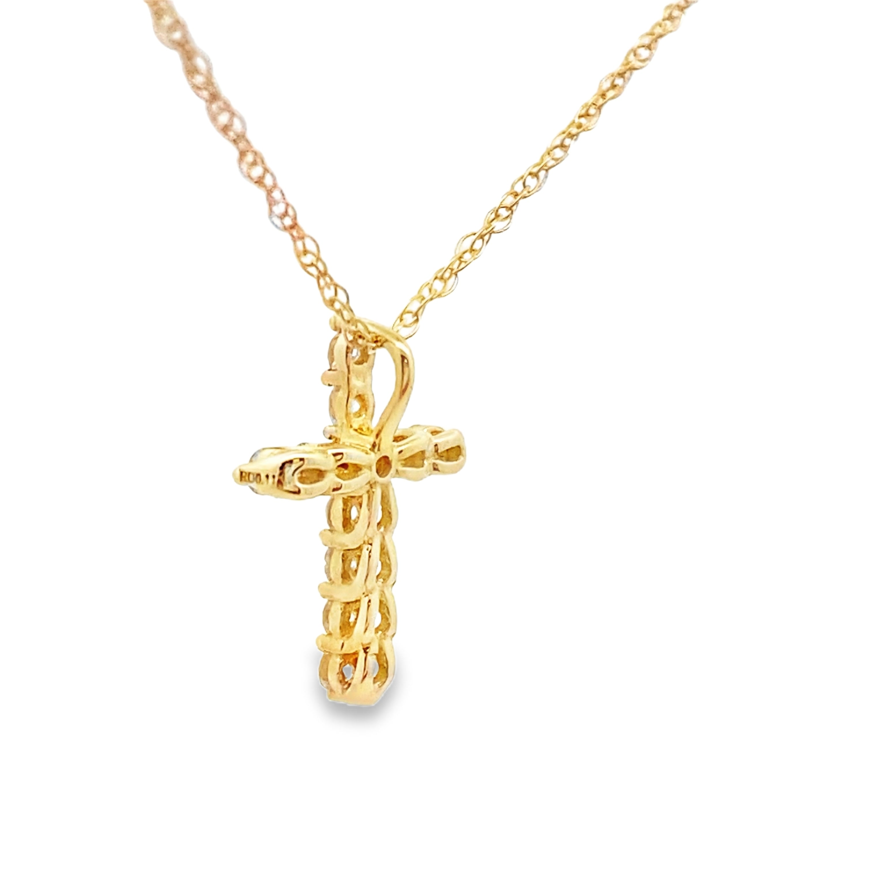 .11ct Diamond Cross Religious Pendant 14KT Yellow Gold