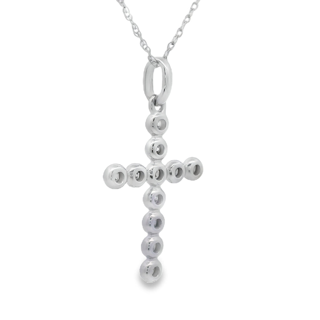 .12ct Diamond Cross Religious Pendant 14KT White Gold