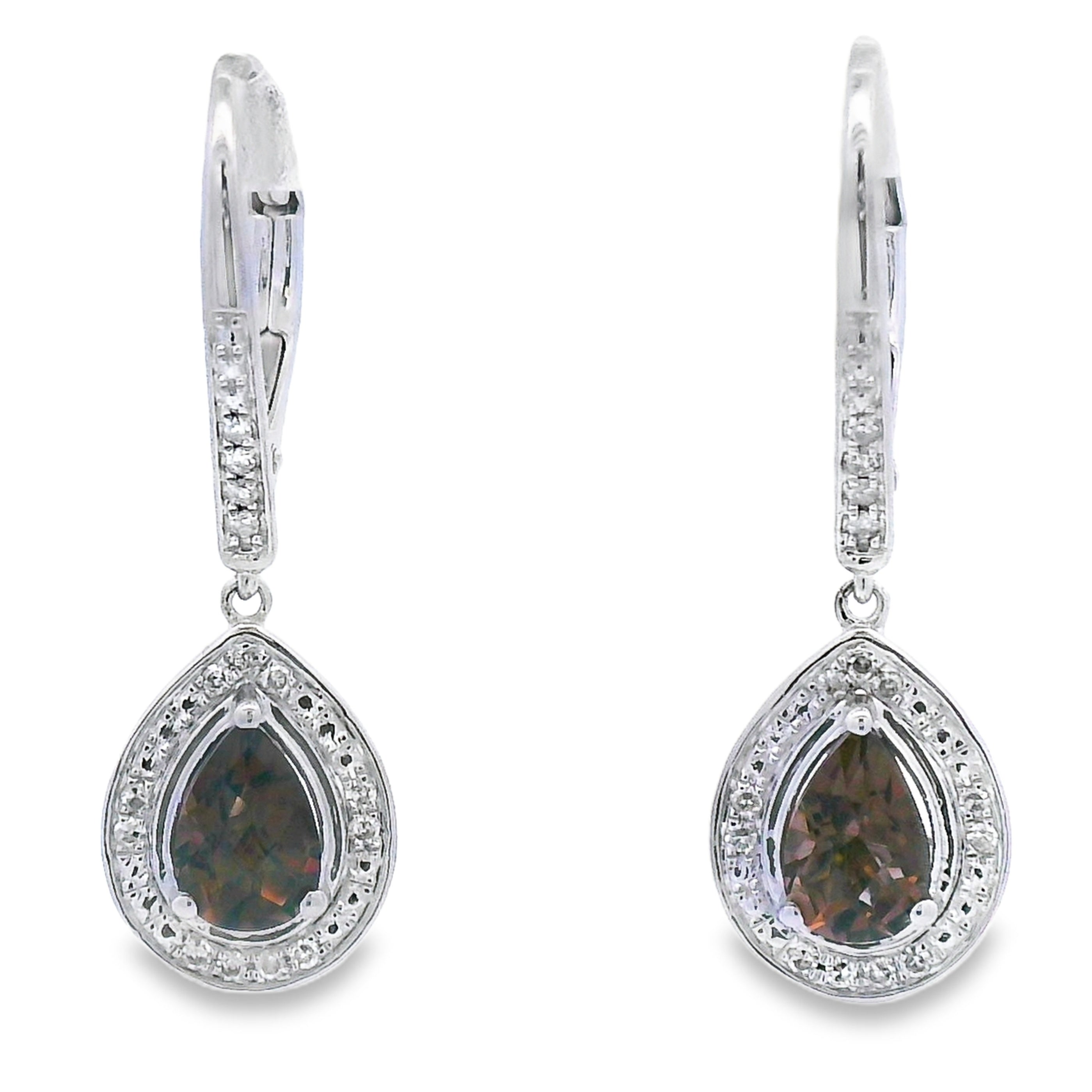 .87ct Quartz Diamond Dangle Earrings 10KT White Gold