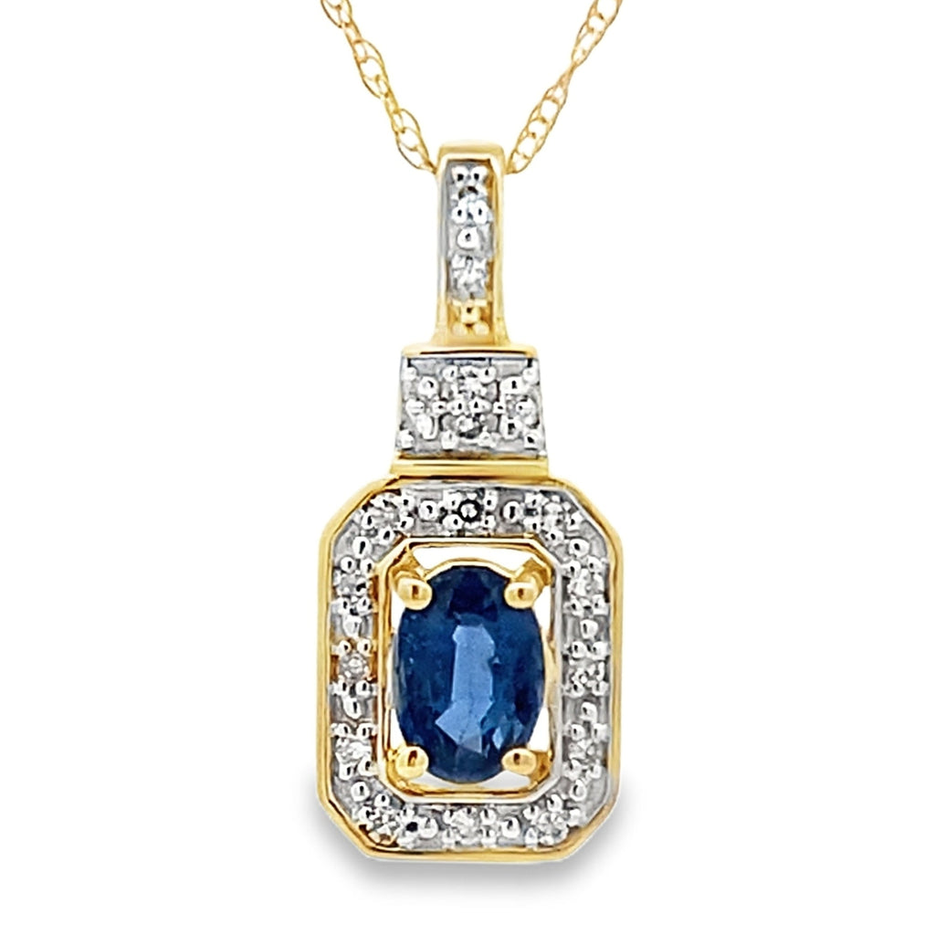 Sapphire Diamond Fashion Pendants 10KT Yellow Gold