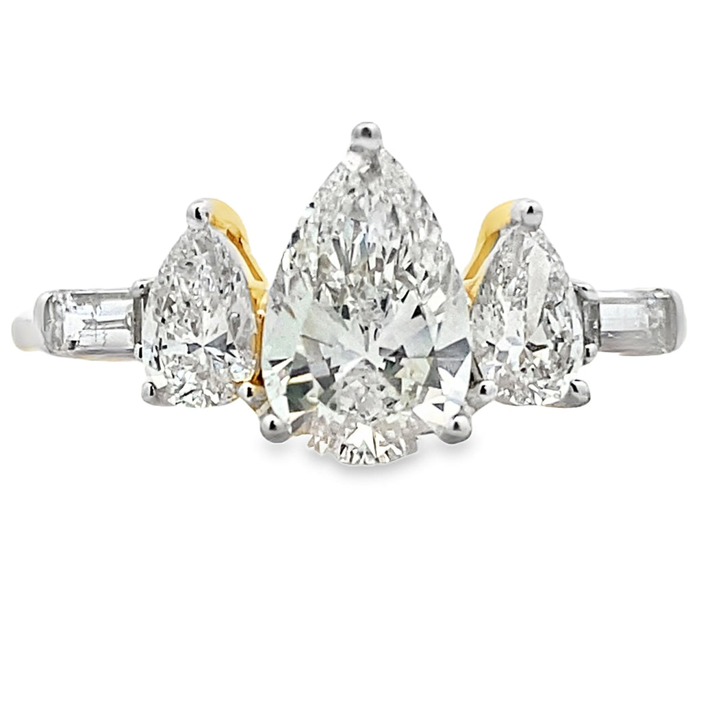 1.50ct Lab Grown Diamond 3 Stone Ring 14KT Yellow Gold