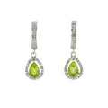 .88ct Peridot Diamond Dangle Earrings 14KT White Gold
