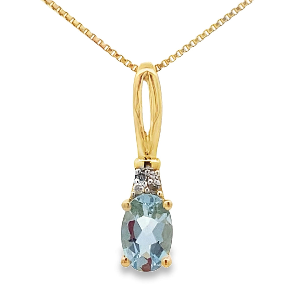 Aquamarine Diamond Fashion Pendants 10KT Yellow Gold