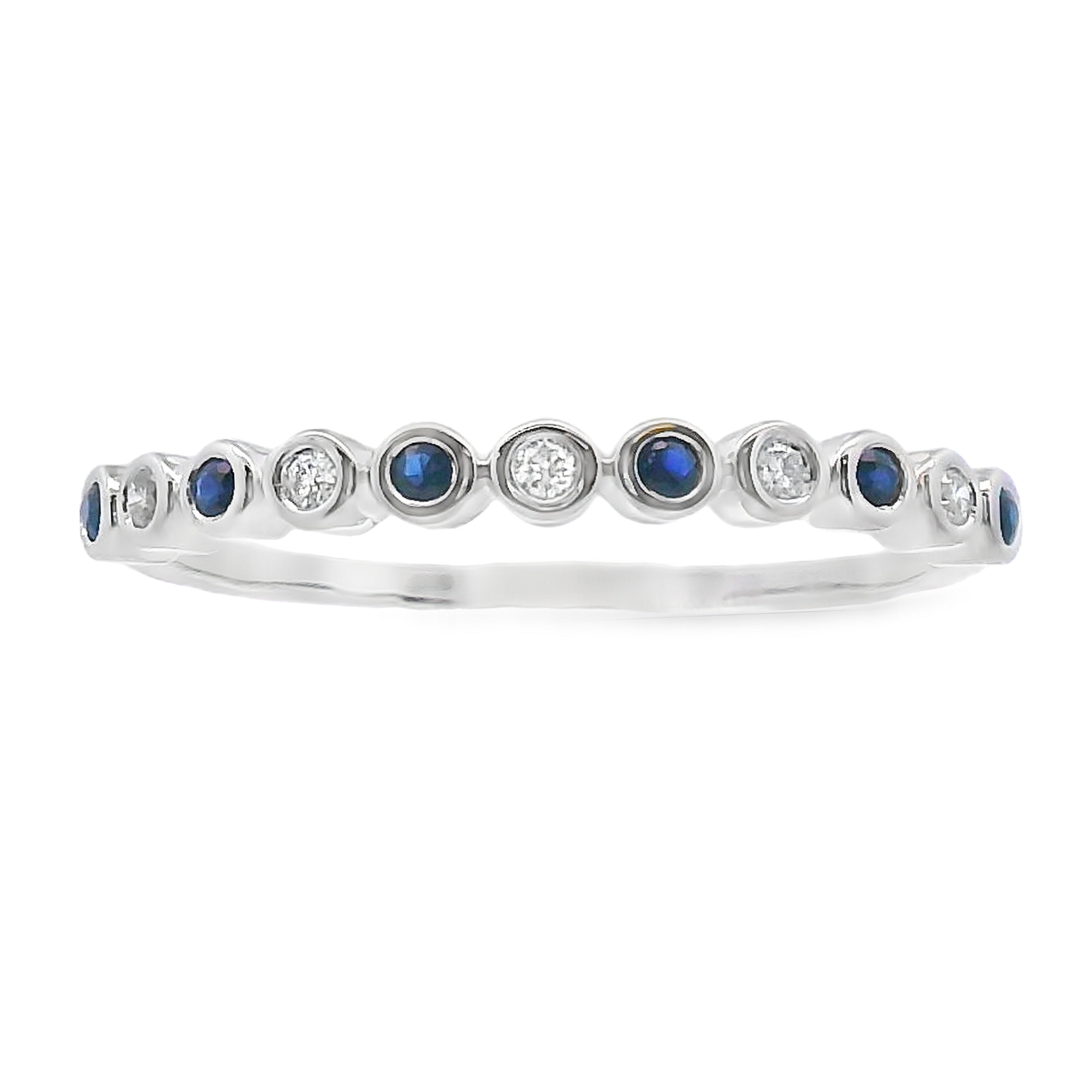 Sapphire Diamond stackable band set 14KT White Gold