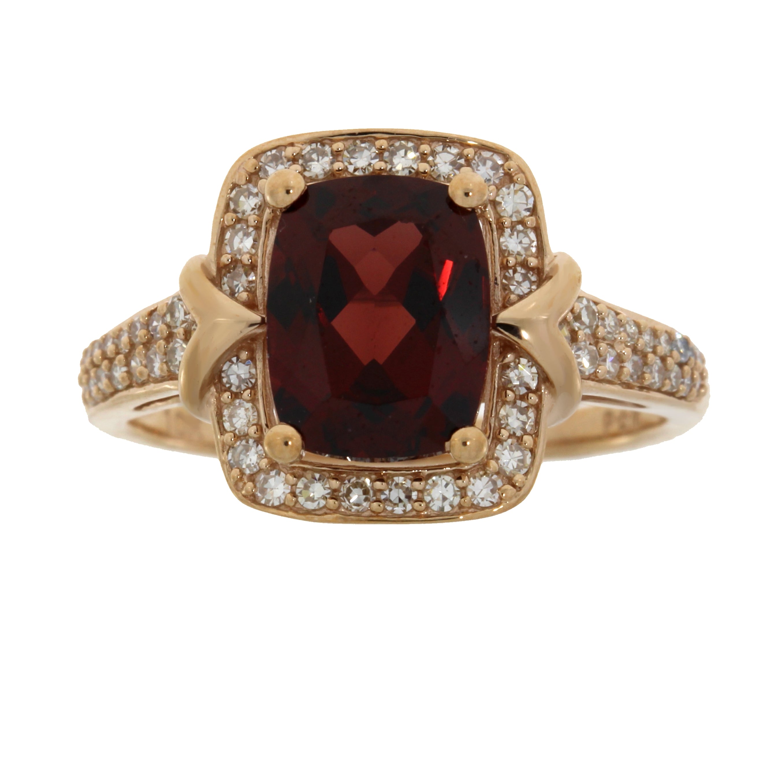 3.13ct Garnet Diamond Ring 10KT Rose Gold