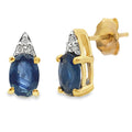 1.38ct Sapphire Diamond Stud Earrings 10KT Yellow Gold