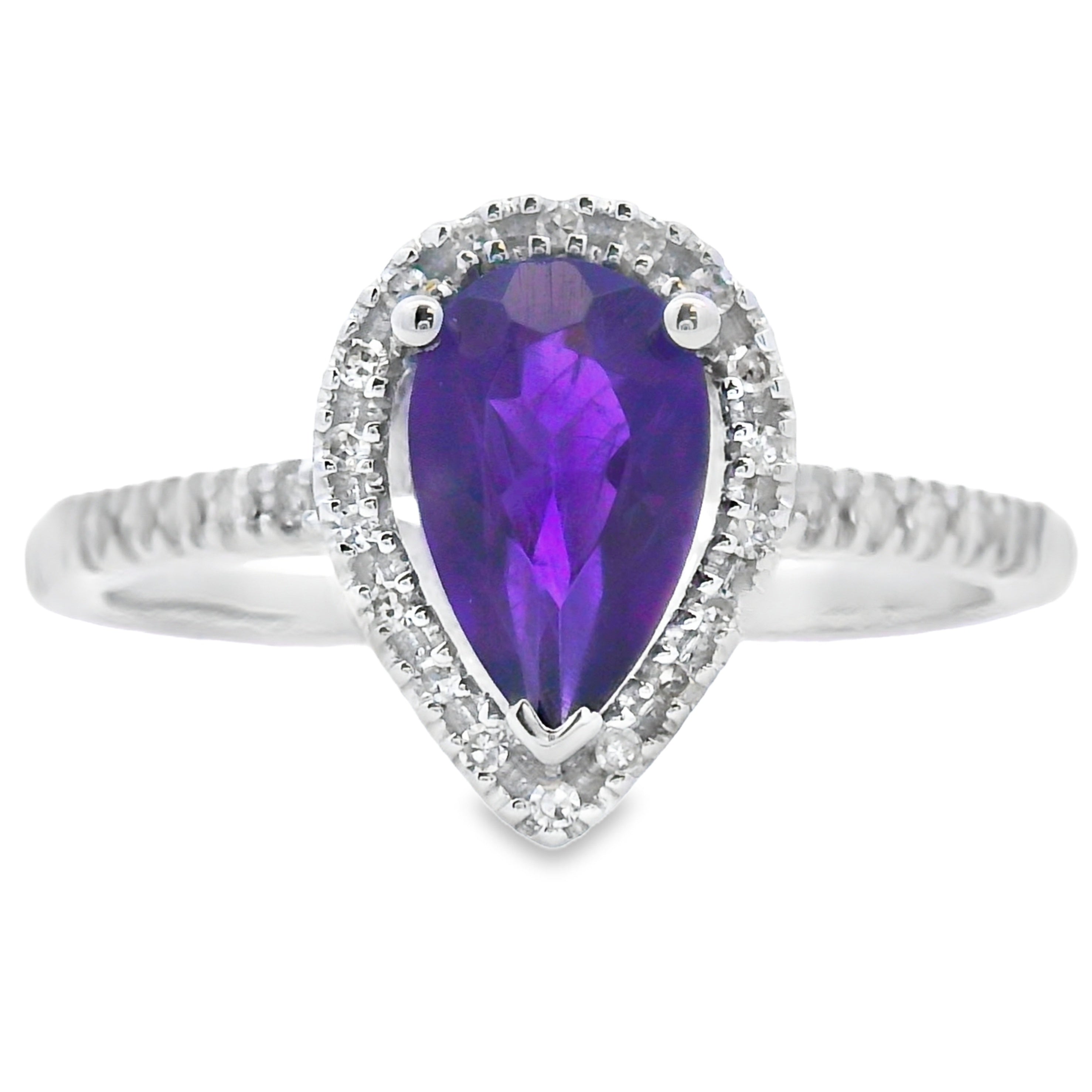 .98ct Amethyst Diamond Ring 14KT White Gold