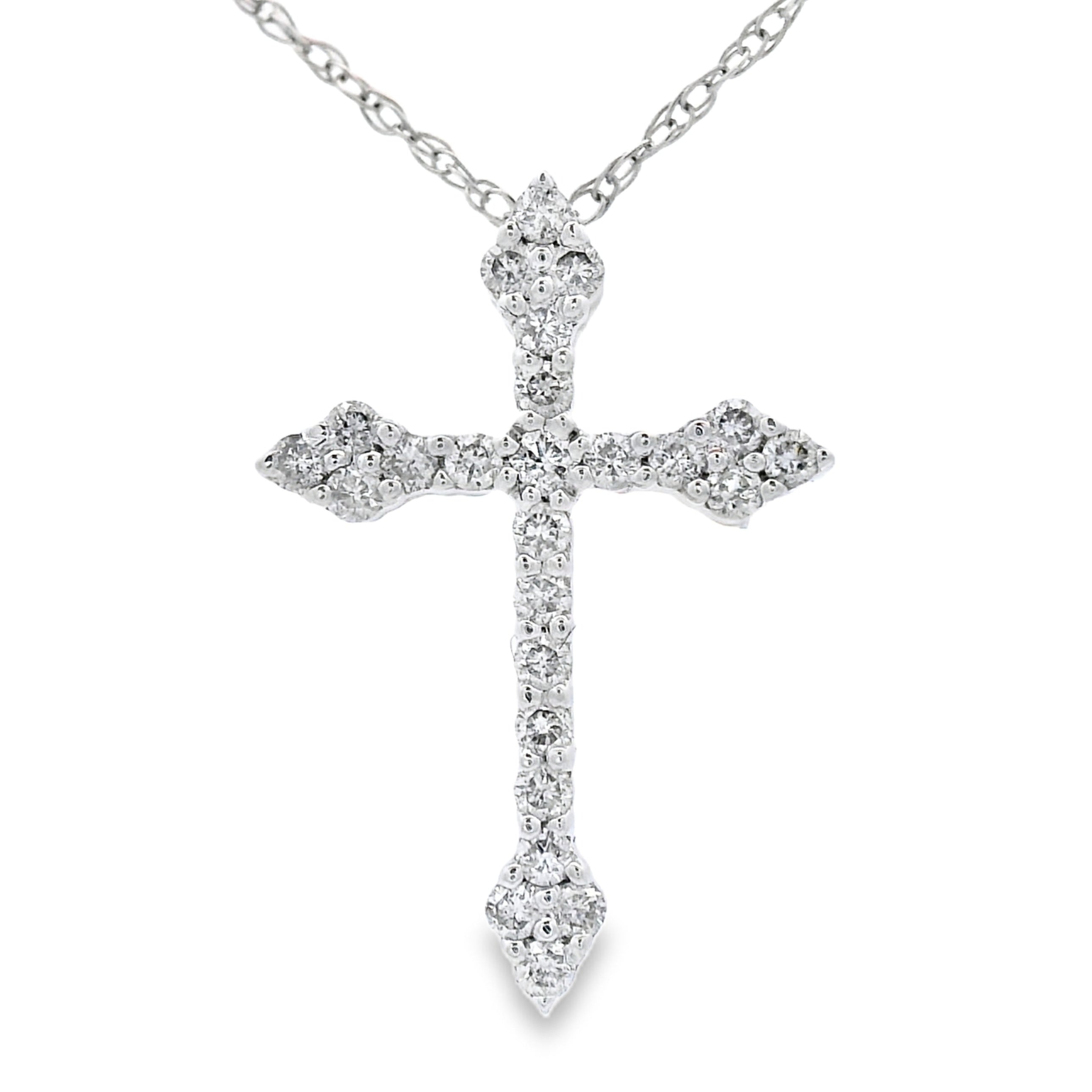 .16ct Diamond Cross Religious Pendant 14KT White Gold
