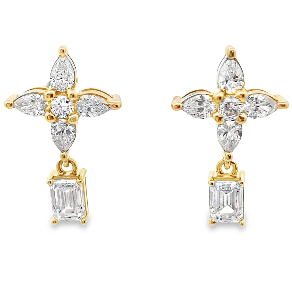 Lab Grown Diamond Dangle Earrings 14KT Yellow Gold