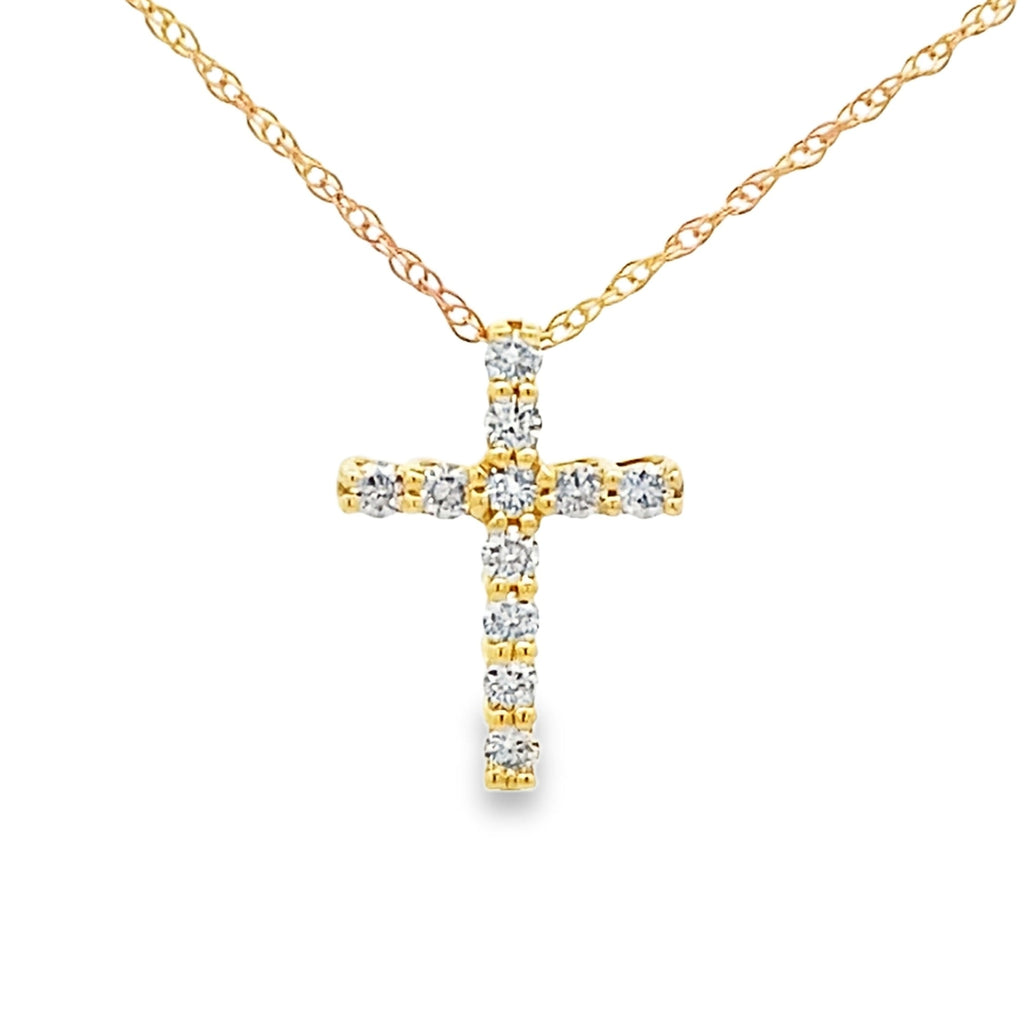 .15ct Diamond Cross Religious Pendant 14KT Yellow Gold