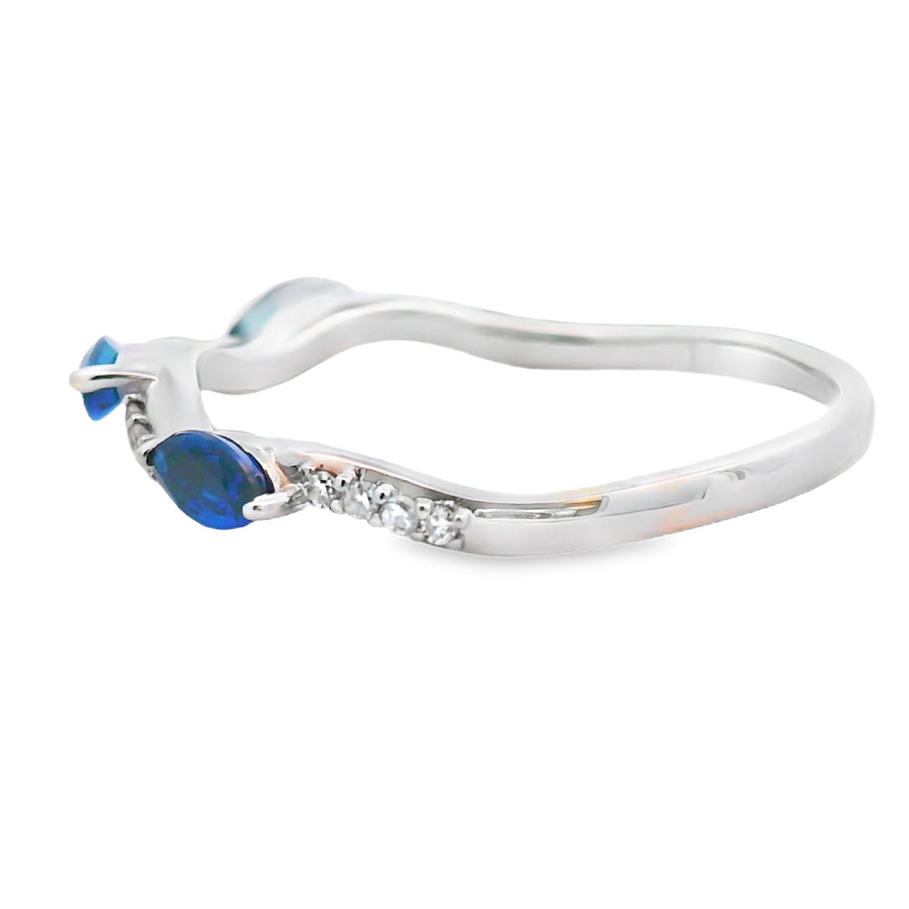 Sapphire Diamond stackable band set 14KT White Gold