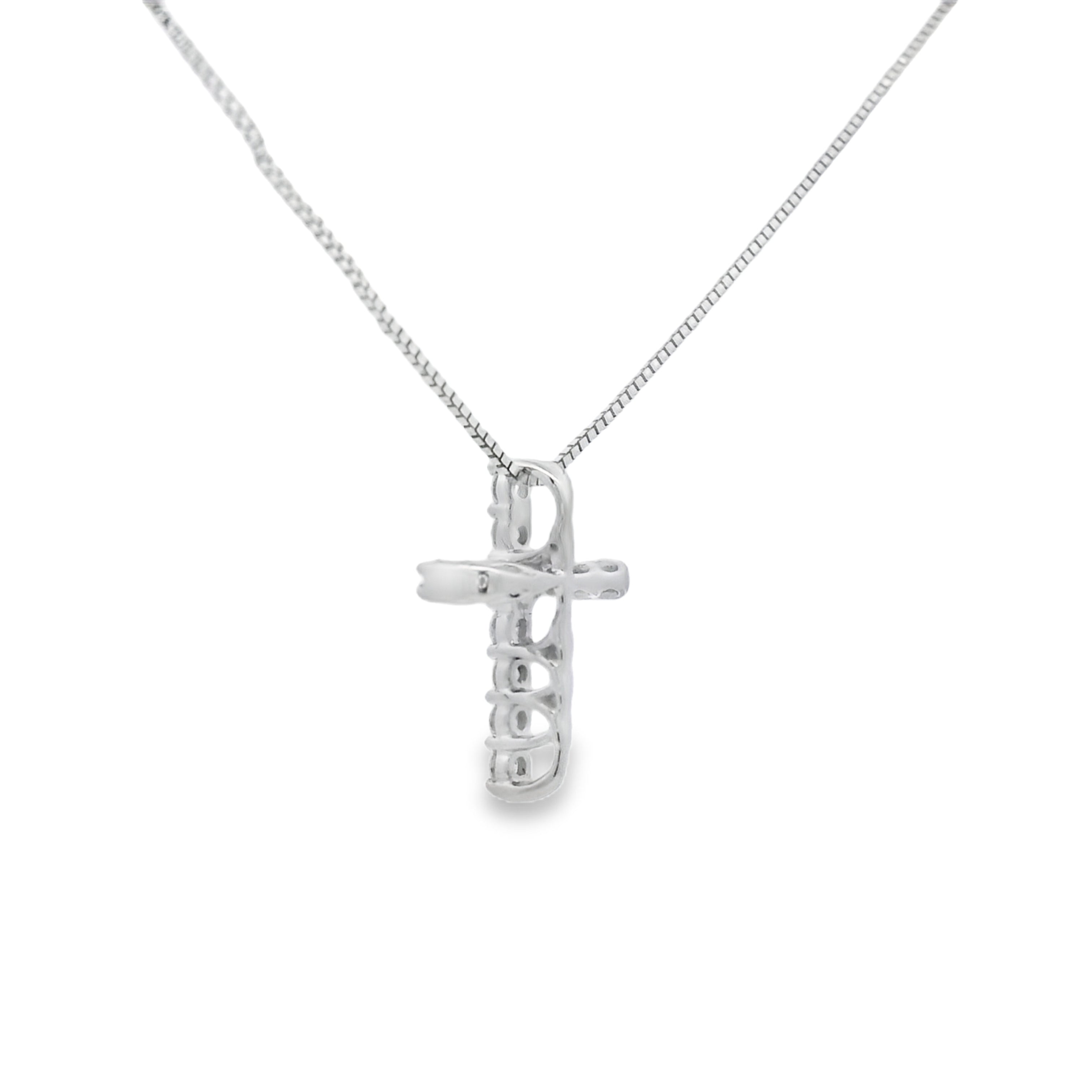 .15ct Diamond Cross Religious Pendant 14KT White Gold