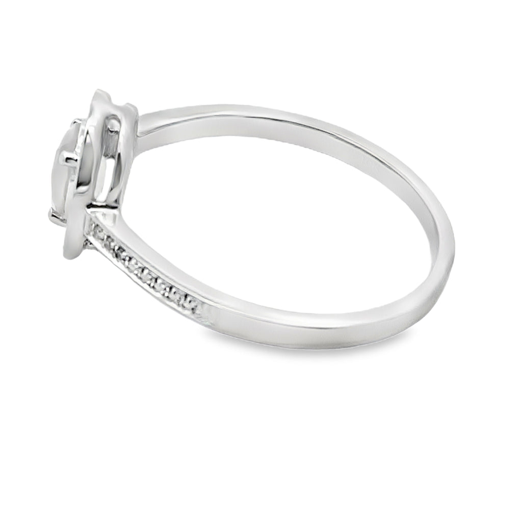 .44ct Rose Quartz Diamond Ring 10KT White Gold