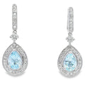 Aquamarine Diamond Dangle Earrings 10KT White Gold