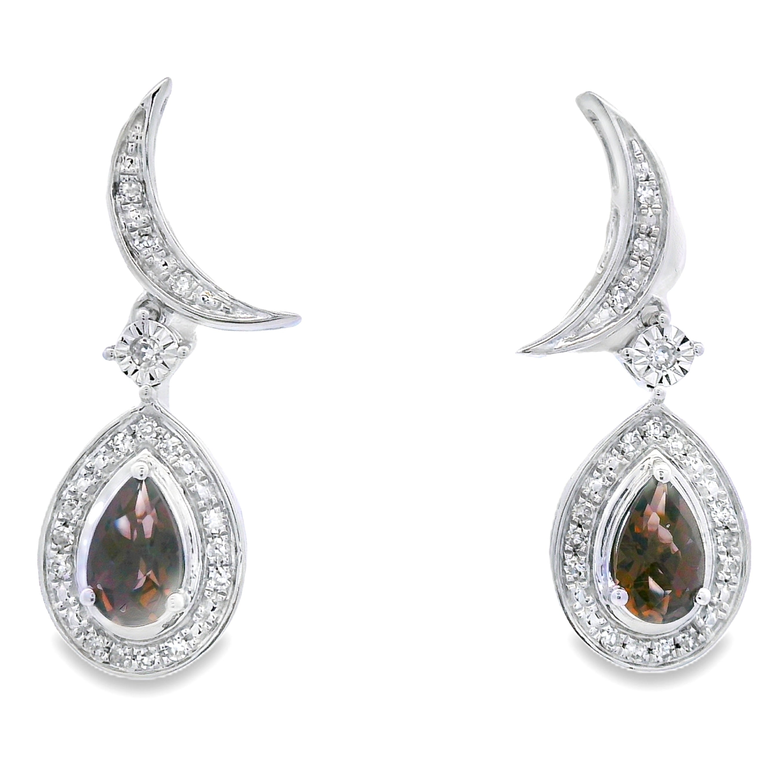 .47ct Quartz Diamond Dangle Earrings 10KT White Gold