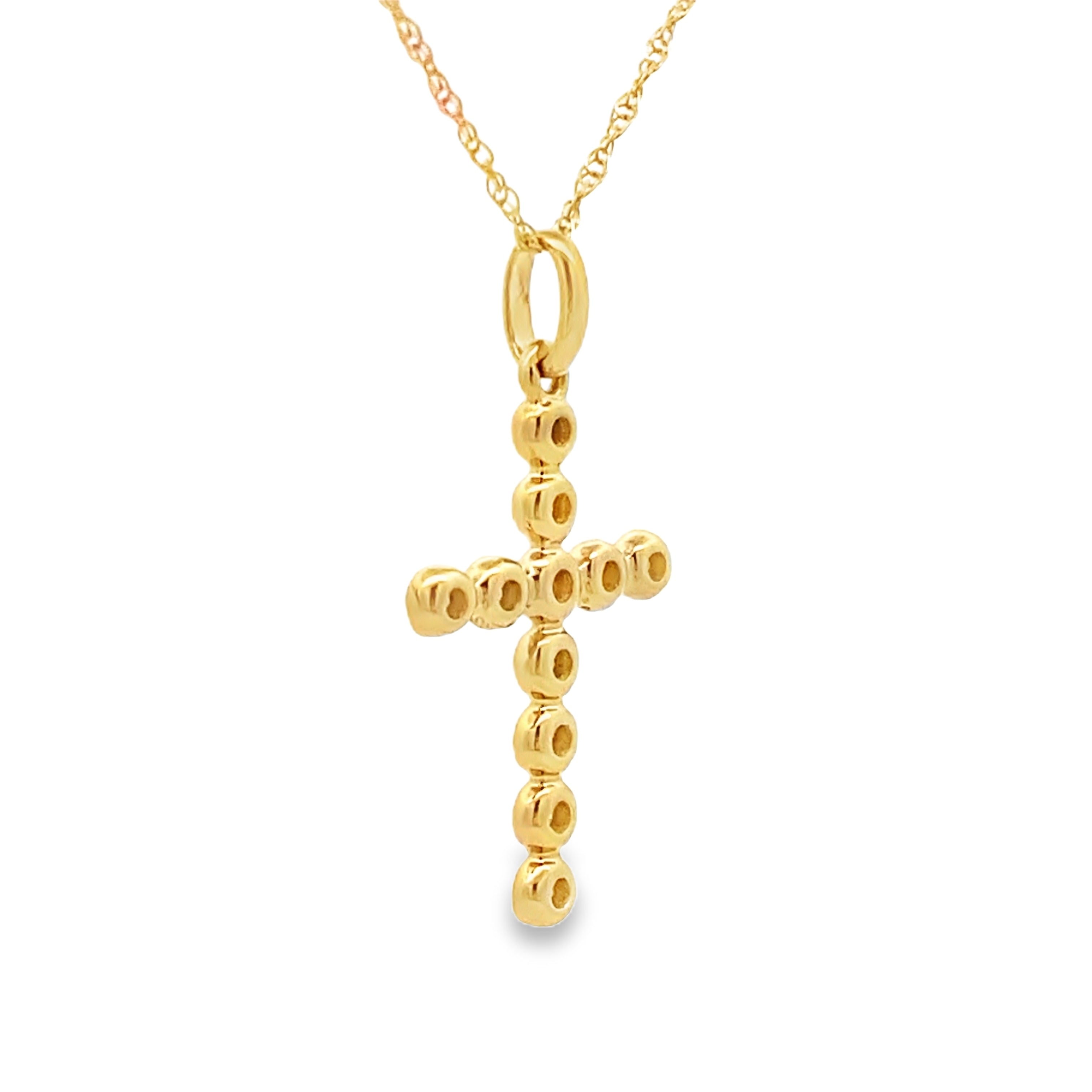 .09ct Diamond Cross Religious Pendant 14KT Yellow Gold